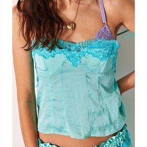Free People Intimately Neon Nights Cami Blue